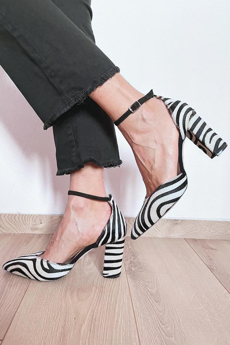 Davellia | Zebra Print Pumps With Ankle Strap