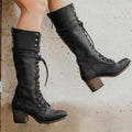 Davellia | Women’s Vintage Lace-Up High Heel Boots