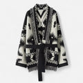 Davellia | Women’s 100% Cashmere Tassel Cardigan – Vintage Jacquard Elegance