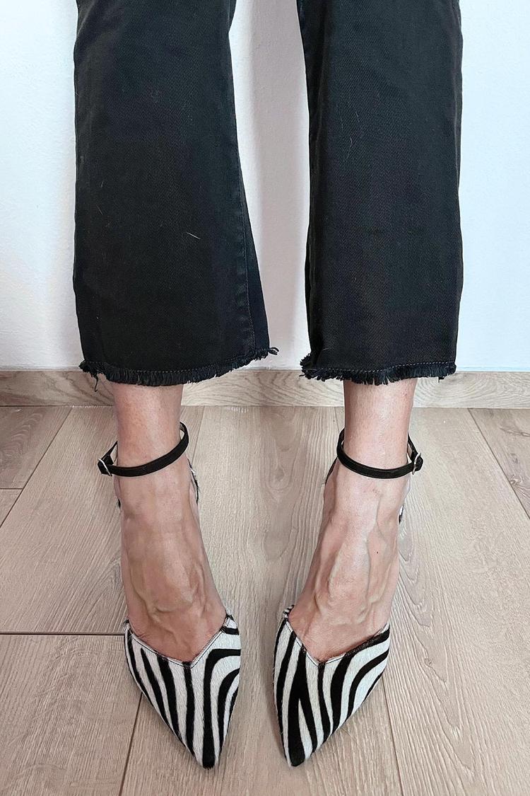 Davellia | Zebra Print Pumps With Ankle Strap