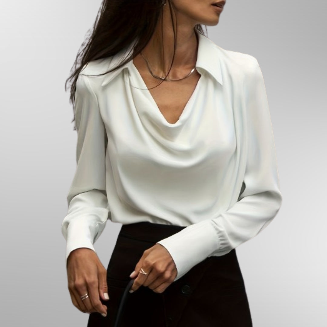 Davellia | Women’s Elegant Draped Collar Blouse