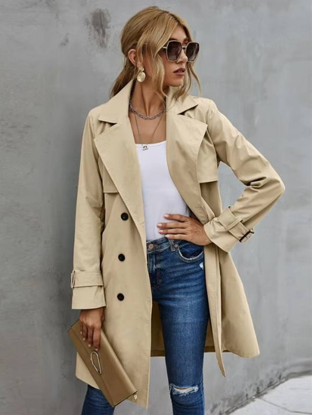 Davellia | Women’s Elegant Double-Breasted Casual Coat