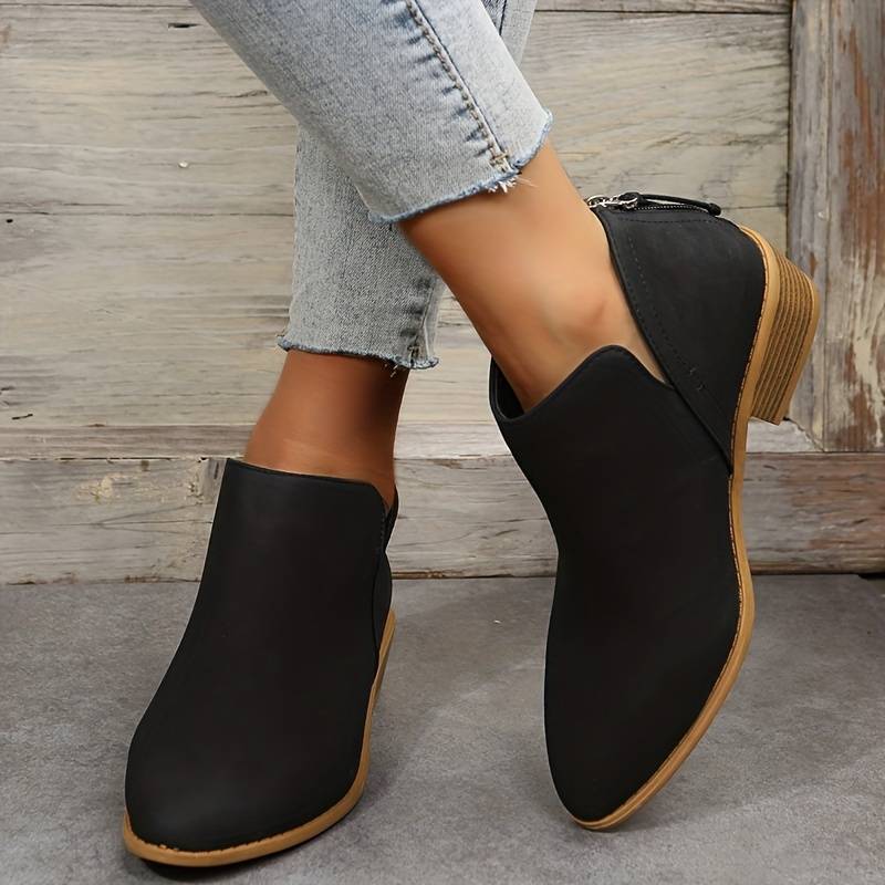 Davellia | Women’s Casual Low Heel Slip-On Boots
