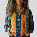Davellia | Women's Boho Floral Patchwork Button-Up Blouse