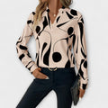 Davellia | Women's Elegant Abstract Print V-Neck Blouse