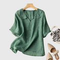 Davellia | Women’s Casual Green Linen Look Blouse
