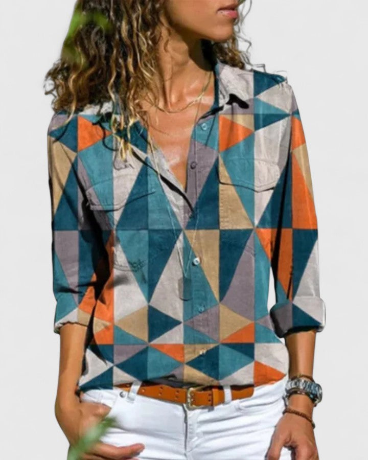 Davellia | Women's Colorful Striped Button-Up Shirt