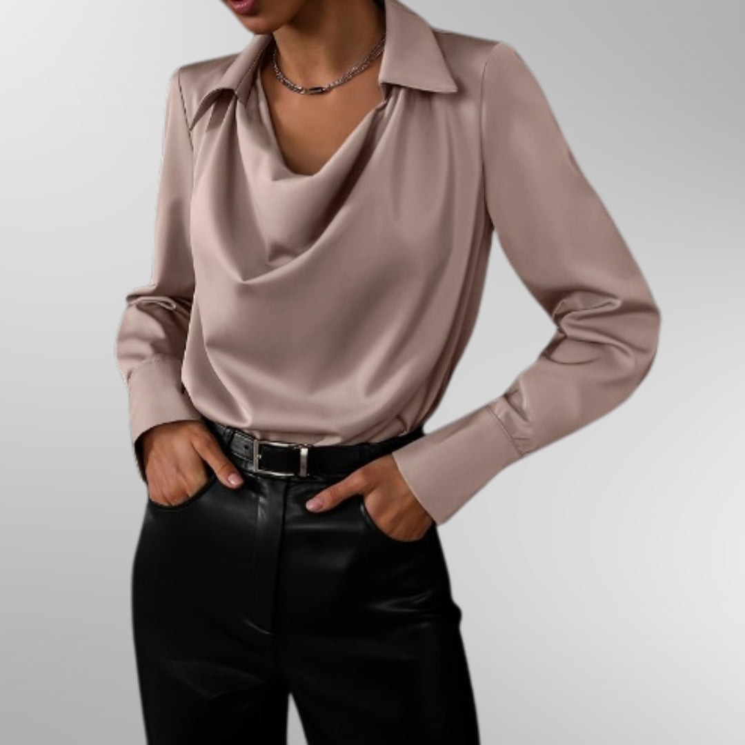 Davellia | Women’s Elegant Draped Collar Blouse