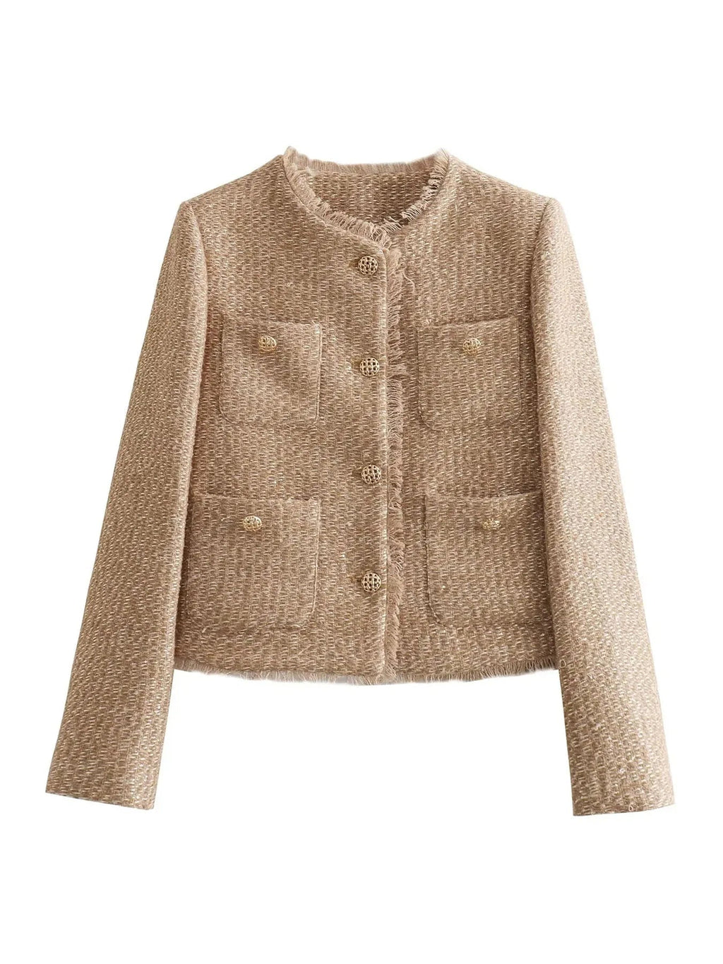 Davellia | Short Tweed Blazer Jacket with Buttons for Women