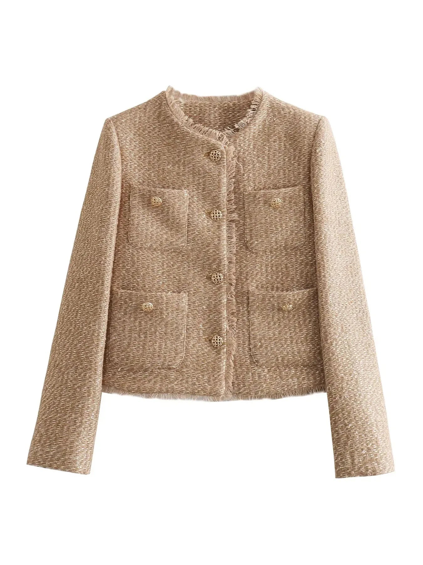 Davellia | Short Tweed Blazer Jacket with Buttons for Women
