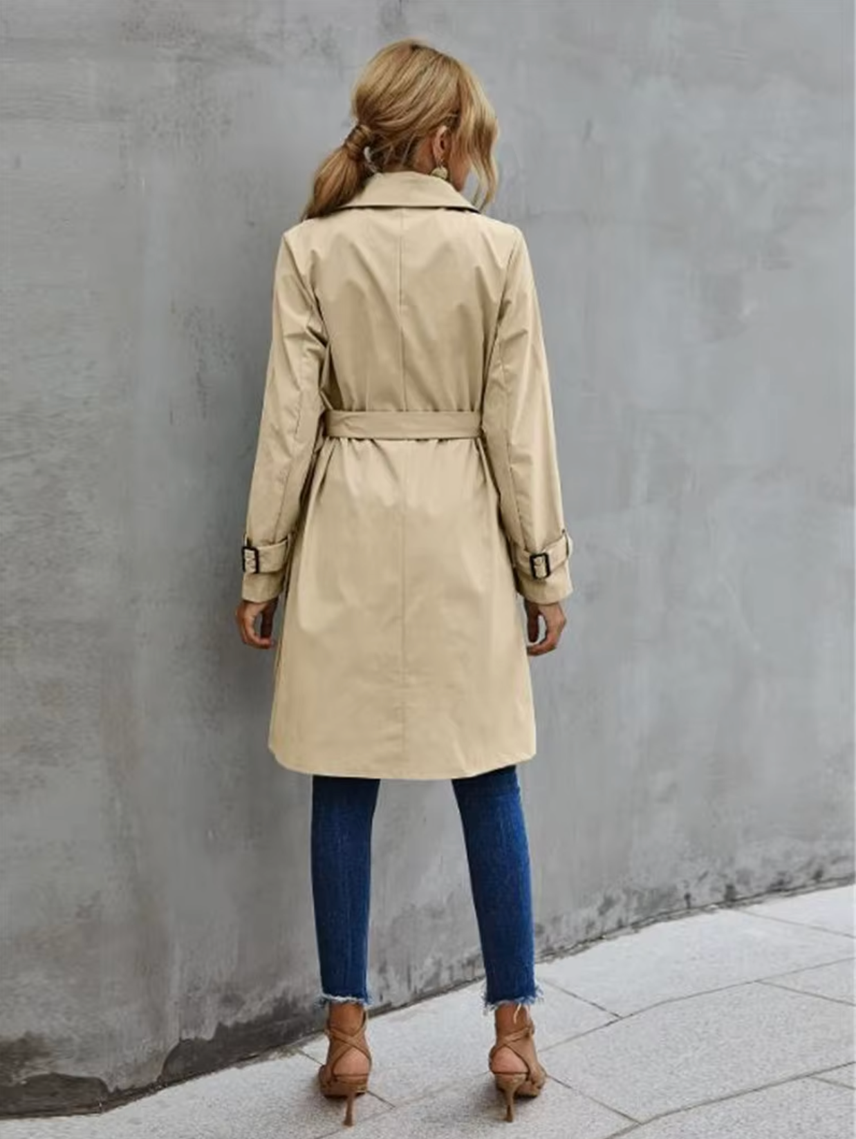 Davellia | Women’s Double Breasted Belted Trench Coat