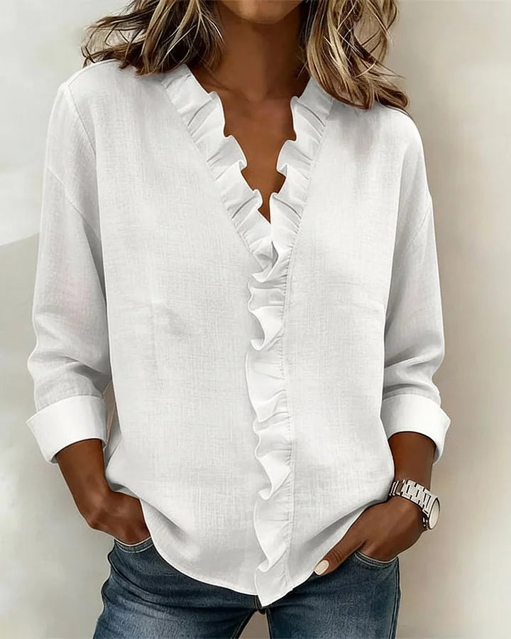 Davellia | Elegant Ruffle V-Neck Blouse