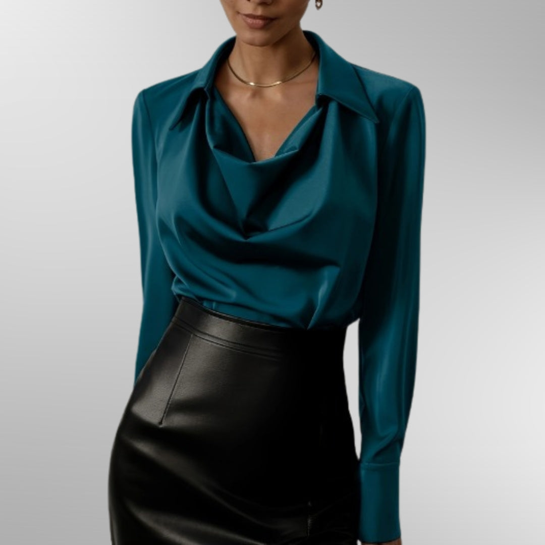 Davellia | Women’s Elegant Draped Collar Blouse