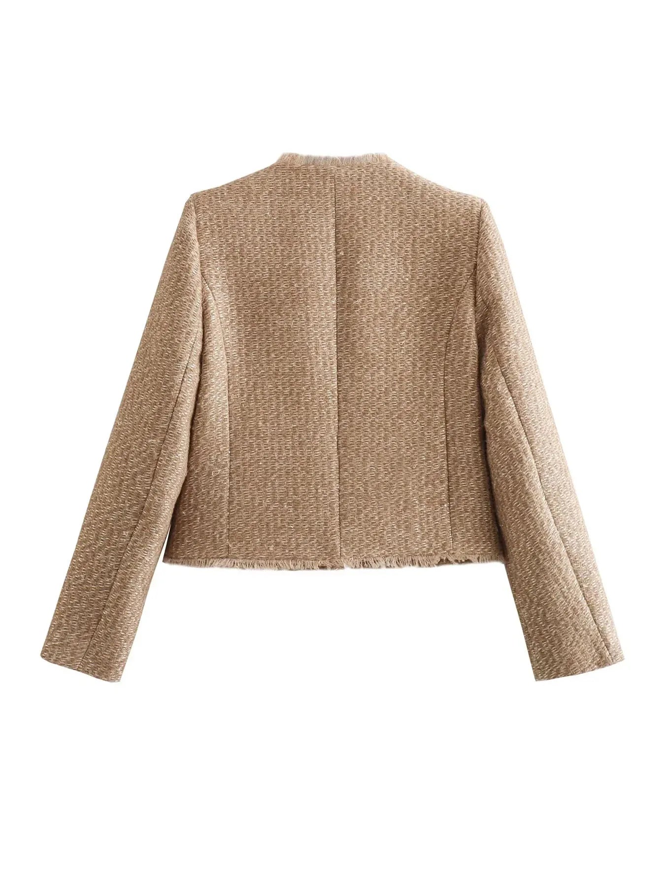 Davellia | Short Tweed Blazer Jacket with Buttons for Women