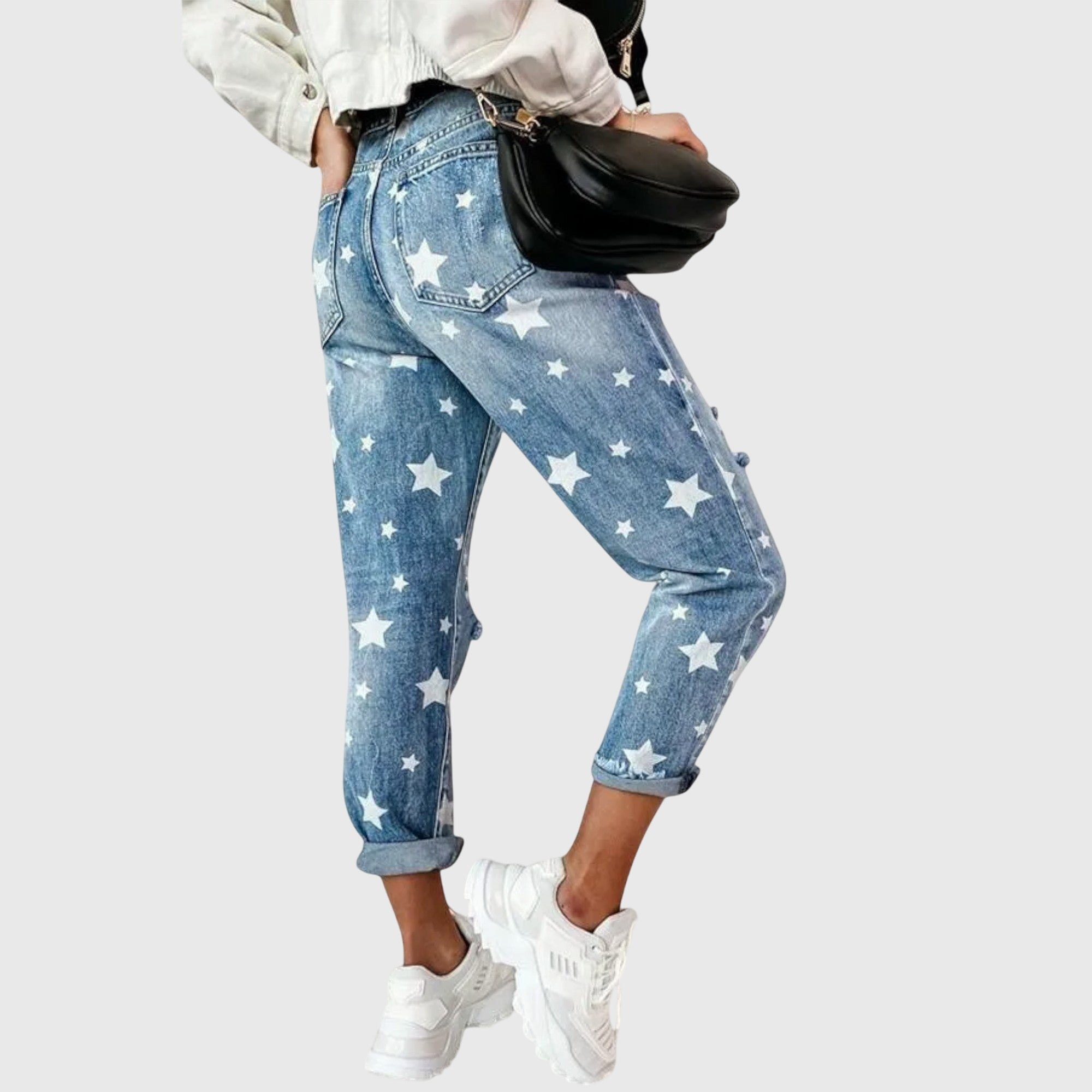 Davellia | Women’s Star Print Distressed Jeans