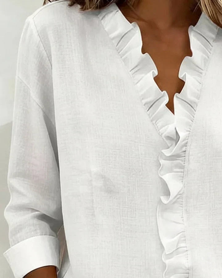 Davellia | Elegant Ruffle V-Neck Blouse