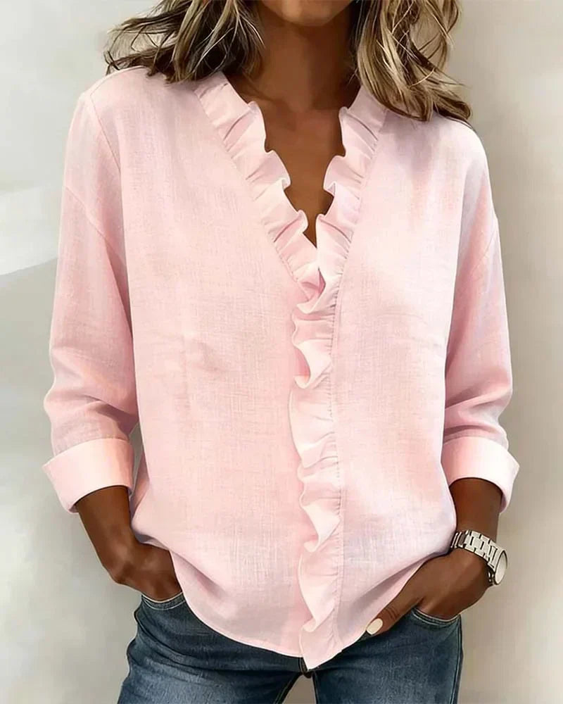 Davellia | Elegant Ruffle V-Neck Blouse