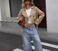 Davellia | Women’s Cropped Double-Breasted Trench Jacket