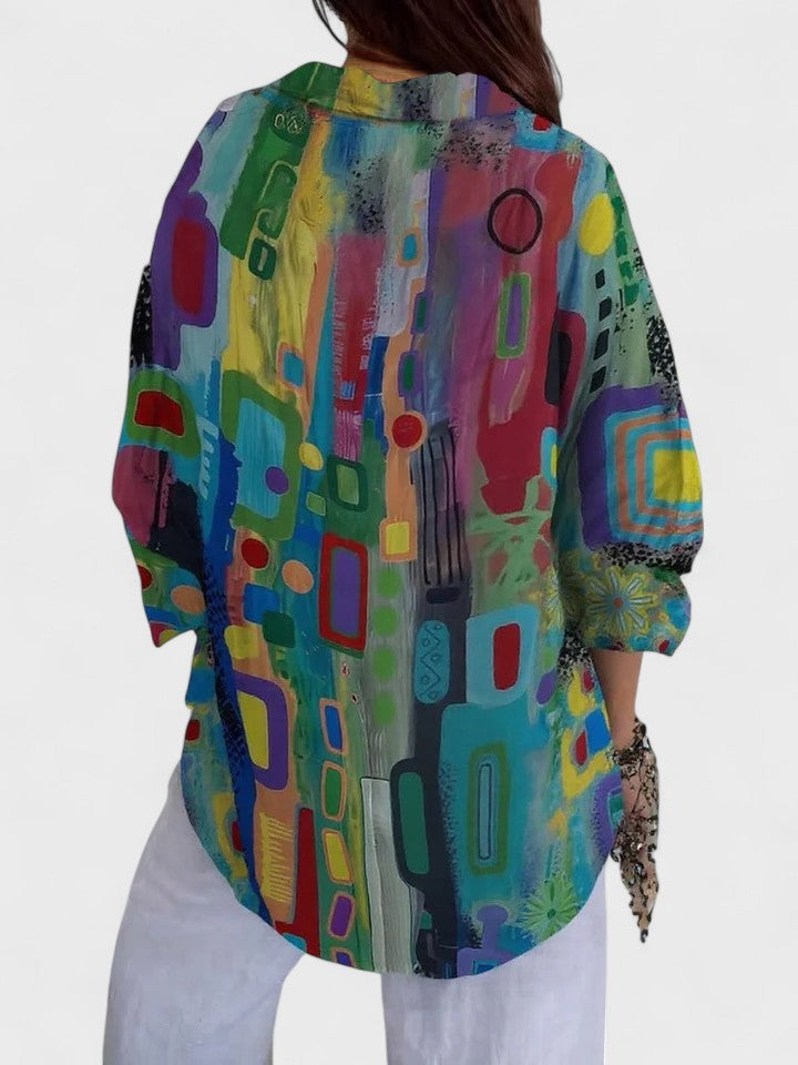Davellia | Elegant Geometric Pattern Blouse