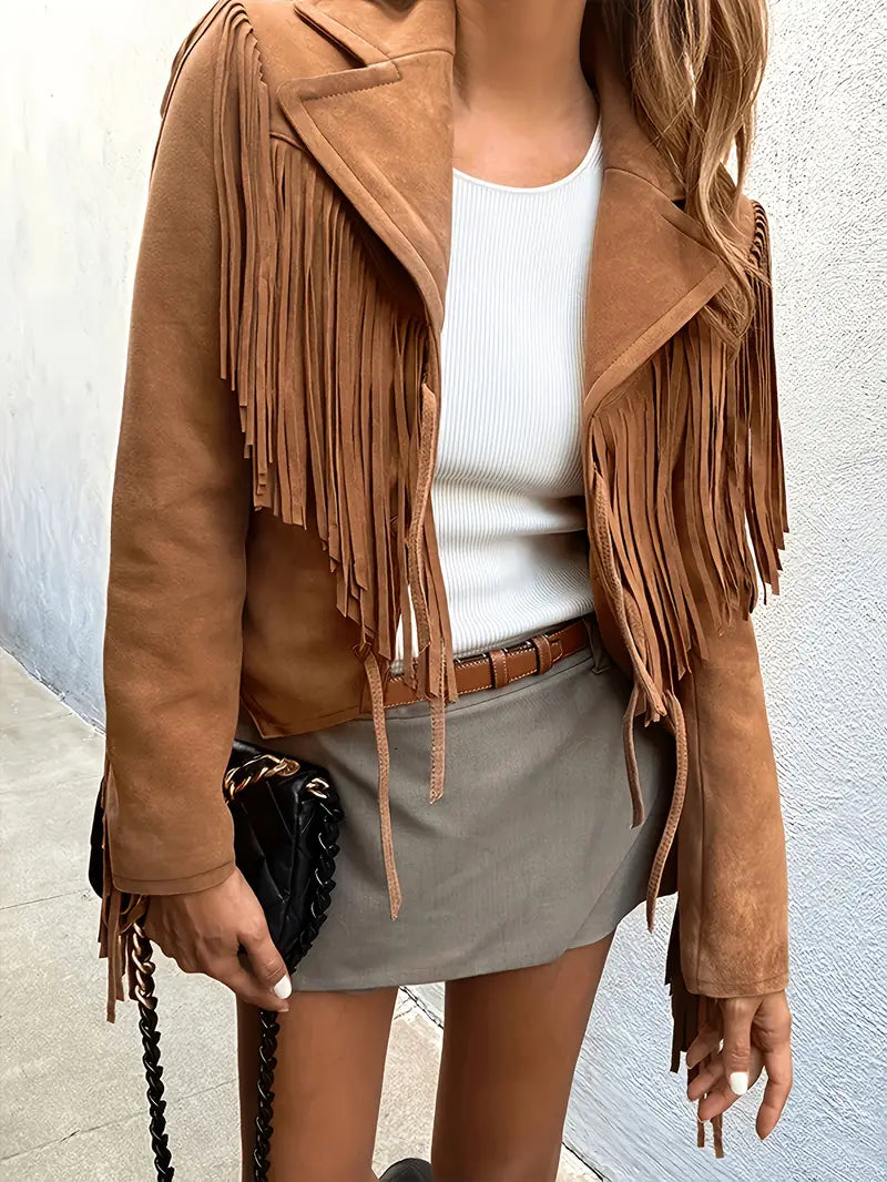 Davellia| Women’s Stylish Fringe Detail Short Jacket