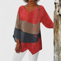 Davellia | Women's Flowy Color Block V-Neck Tunic Blouse