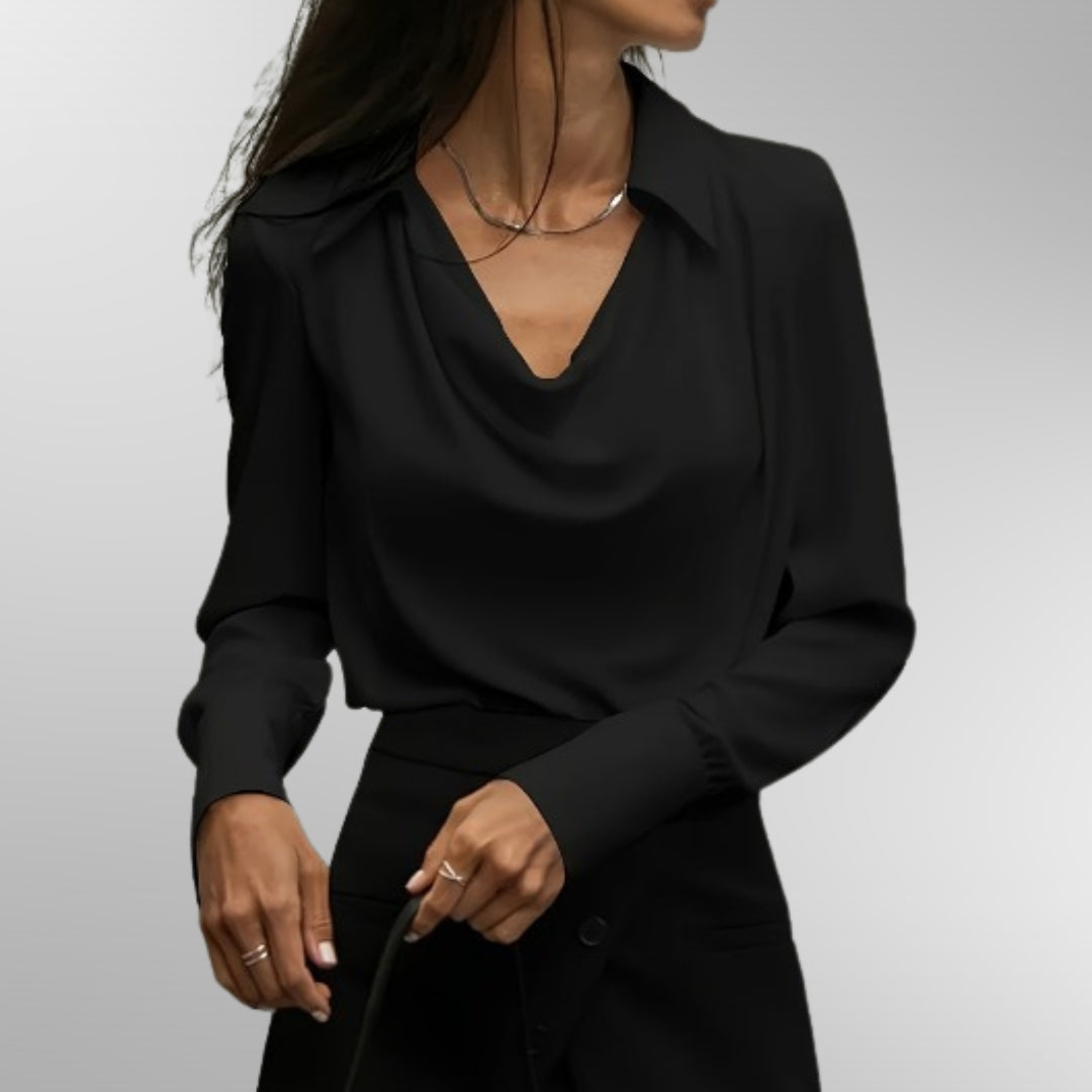 Davellia | Women’s Elegant Draped Collar Blouse