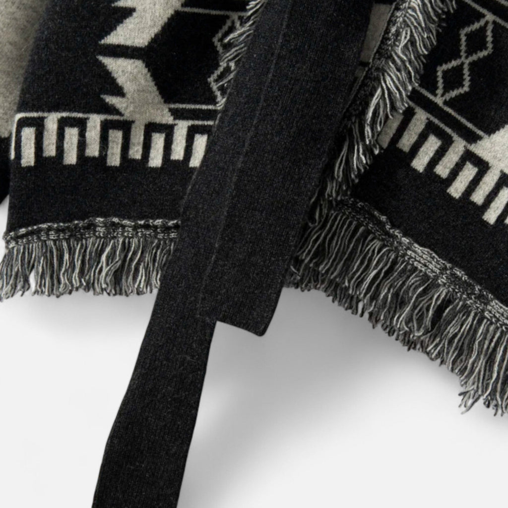 Davellia | Women’s 100% Cashmere Tassel Cardigan – Vintage Jacquard Elegance