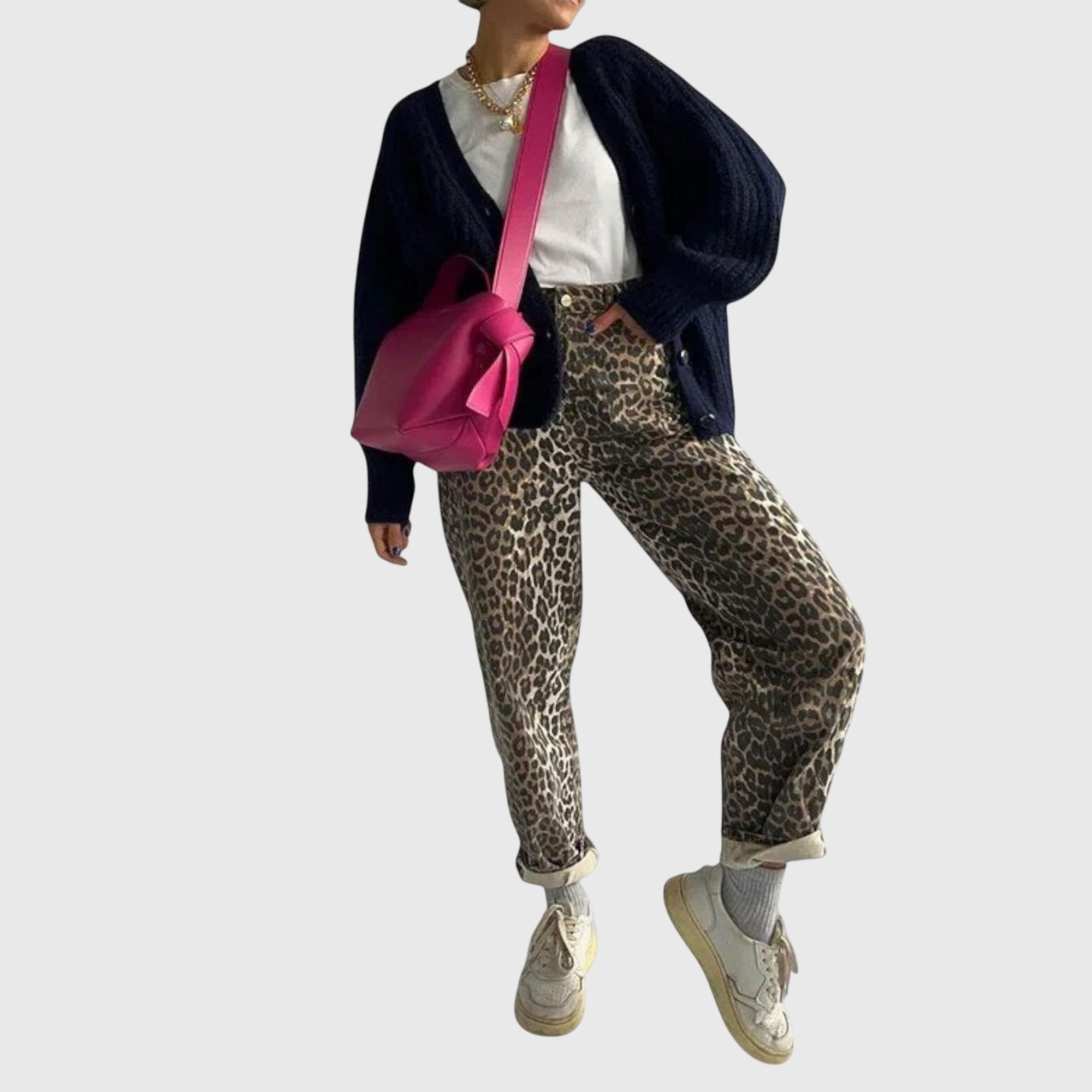 Davellia | Women’s Stylish Leopard Print Jeans