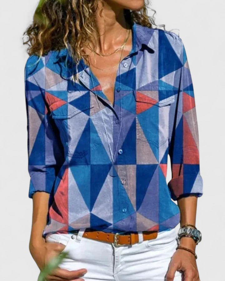 Davellia | Women's Colorful Striped Button-Up Shirt