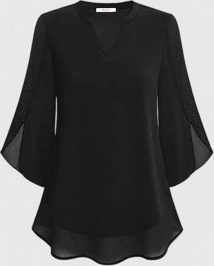 Davellia | Women's Elegant Flowy Cape Sleeve Tunic Top