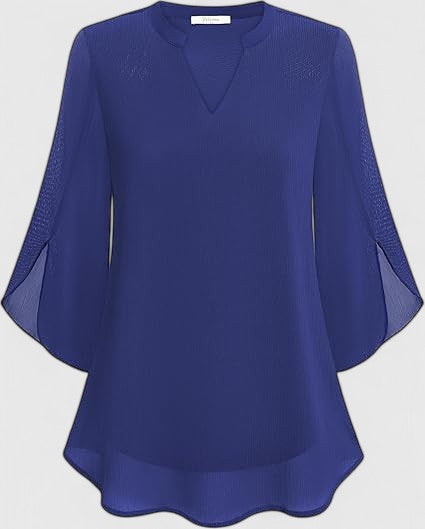 Davellia | Women's Elegant Flowy Cape Sleeve Tunic Top