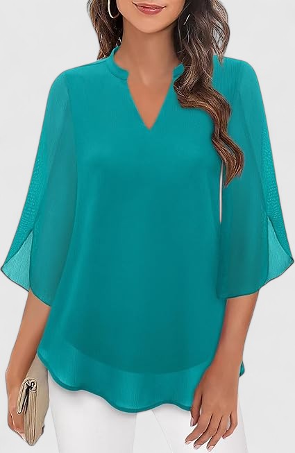 Davellia | Women's Elegant Flowy Cape Sleeve Tunic Top