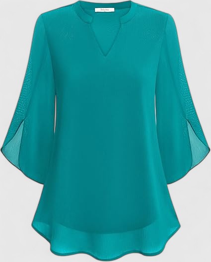 Davellia | Women's Elegant Flowy Cape Sleeve Tunic Top