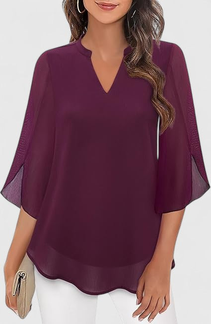 Davellia | Women's Elegant Flowy Cape Sleeve Tunic Top