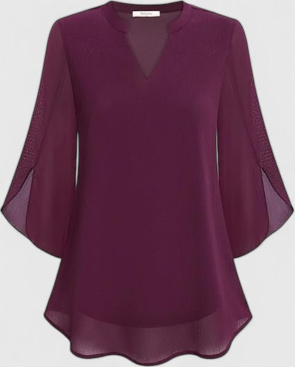 Davellia | Women's Elegant Flowy Cape Sleeve Tunic Top