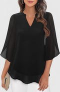 Davellia | Women's Elegant Flowy Cape Sleeve Tunic Top