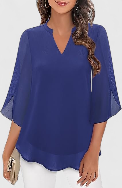 Davellia | Women's Elegant Flowy Cape Sleeve Tunic Top