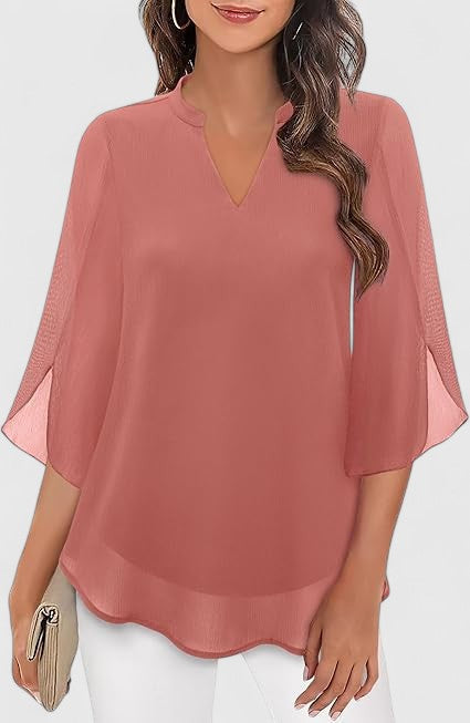 Davellia | Women's Elegant Flowy Cape Sleeve Tunic Top