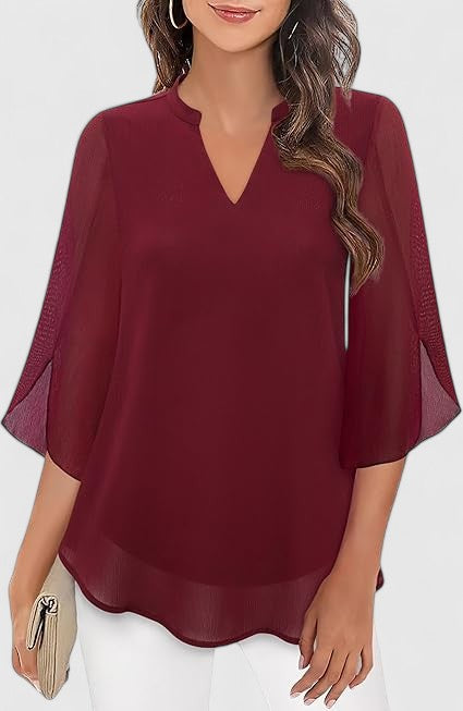 Davellia | Women's Elegant Flowy Cape Sleeve Tunic Top