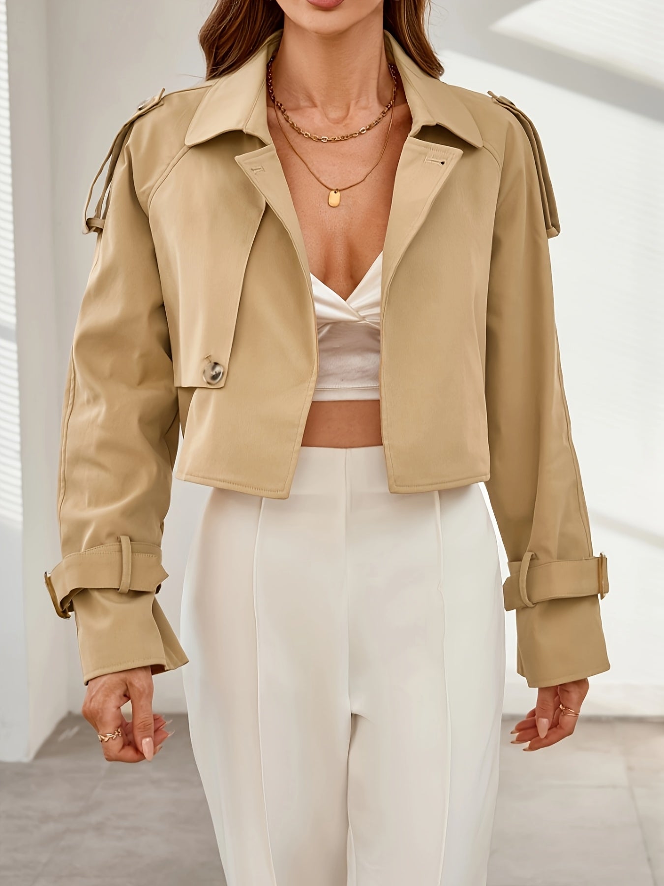 Davellia | Women’s Trendy Cropped Office Wear Jacket