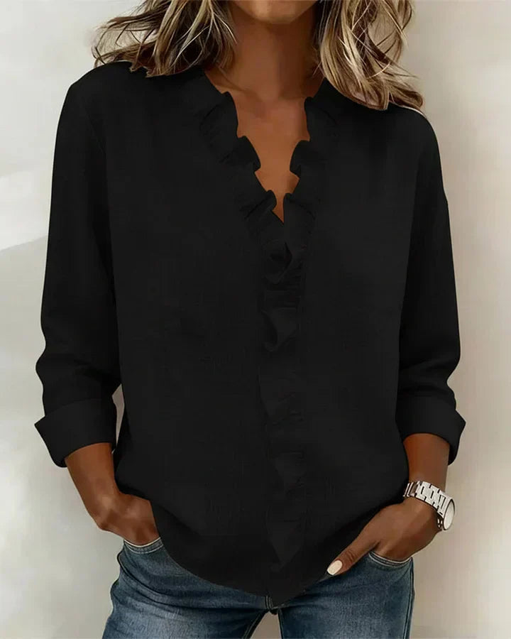 Davellia | Elegant Ruffle V-Neck Blouse
