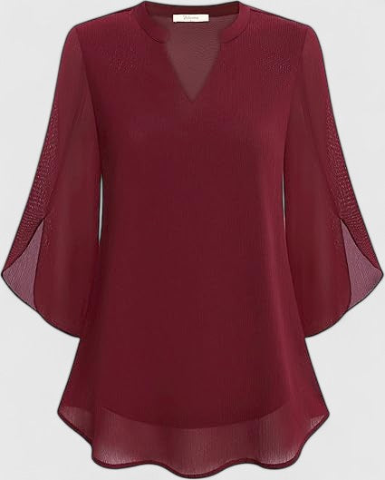 Davellia | Women's Elegant Flowy Cape Sleeve Tunic Top