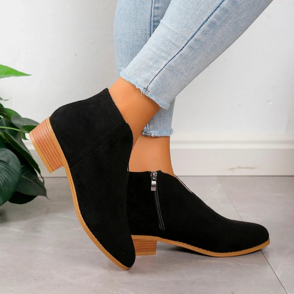 Davellia | Women’s Leopard Print Ankle Boots with Zipper