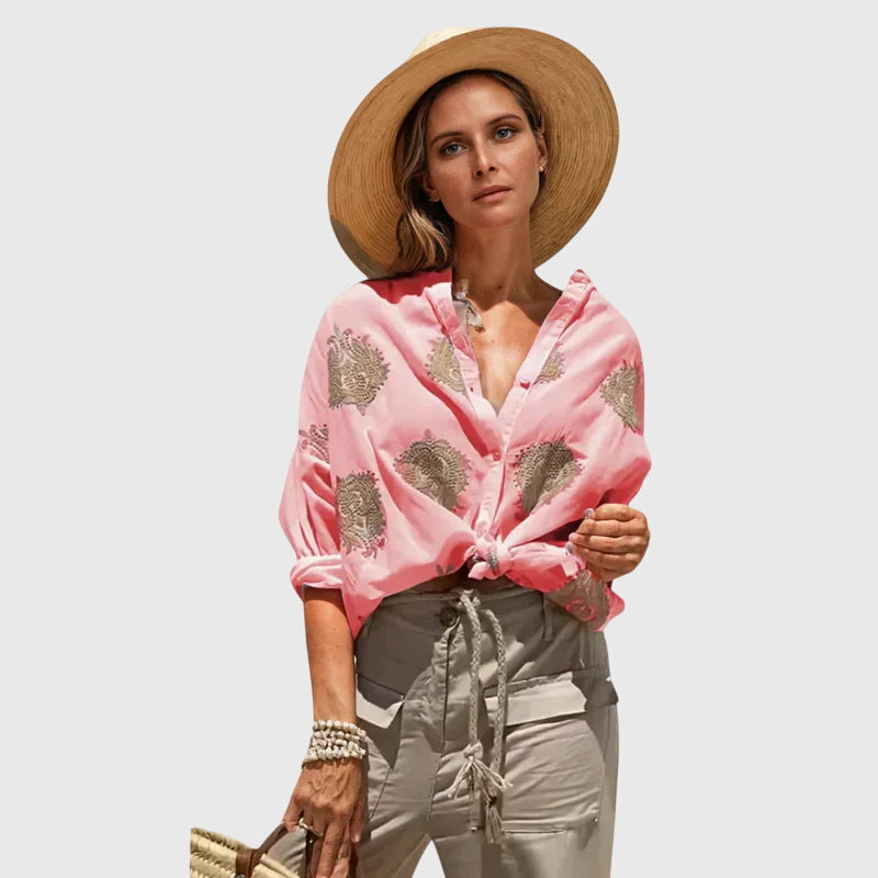 Davellia | Women's Boho Linen Beach Shirt