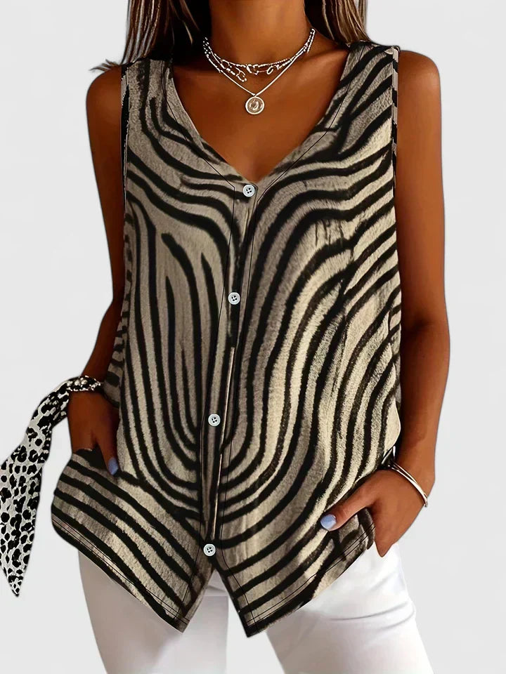 Davellia | Elegant Zebra Printed Blouse