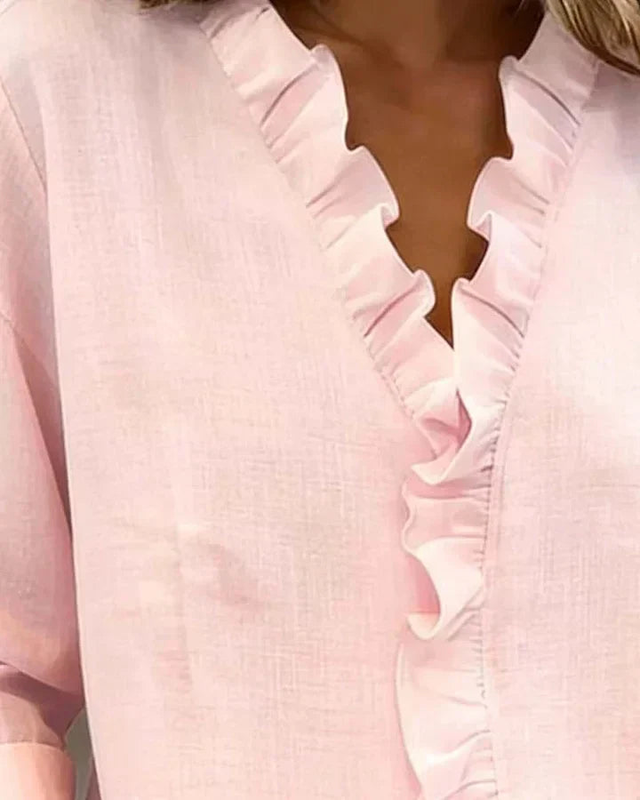 Davellia | Elegant Ruffle V-Neck Blouse