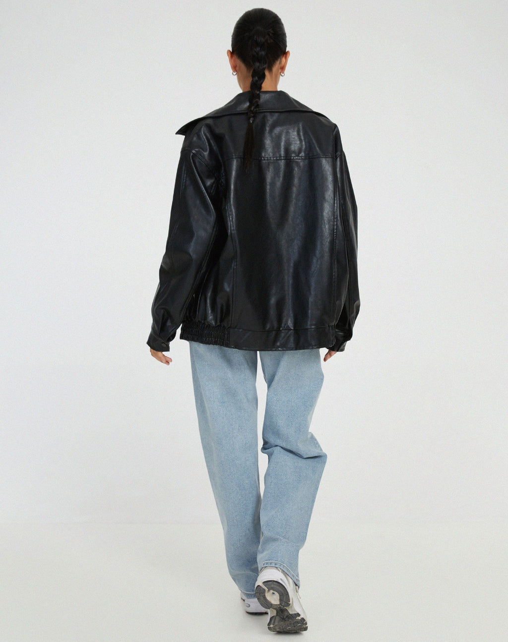 Davellia | Women’s Oversized Leather Bomber Jacket