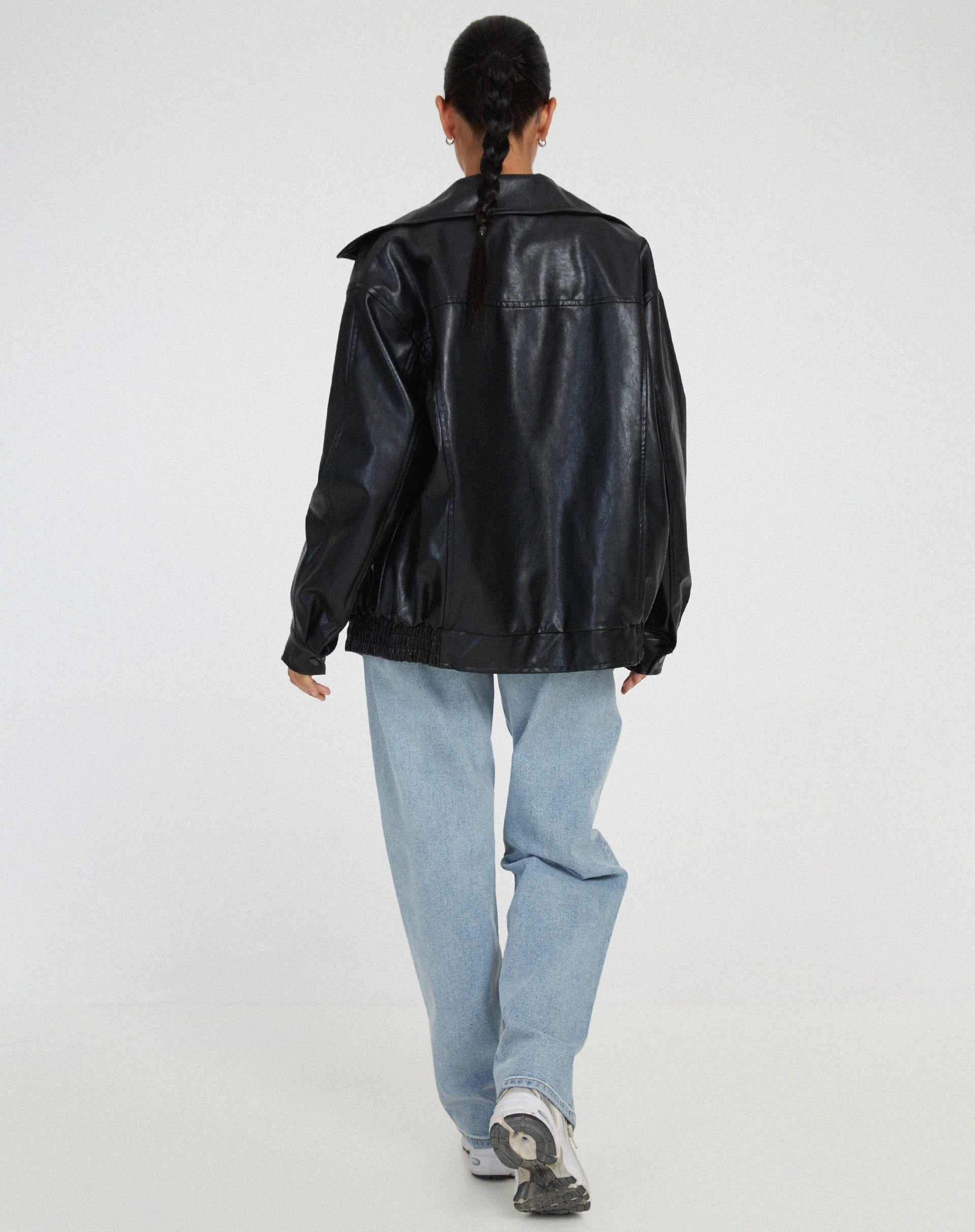 Davellia | Women’s Oversized Leather Bomber Jacket
