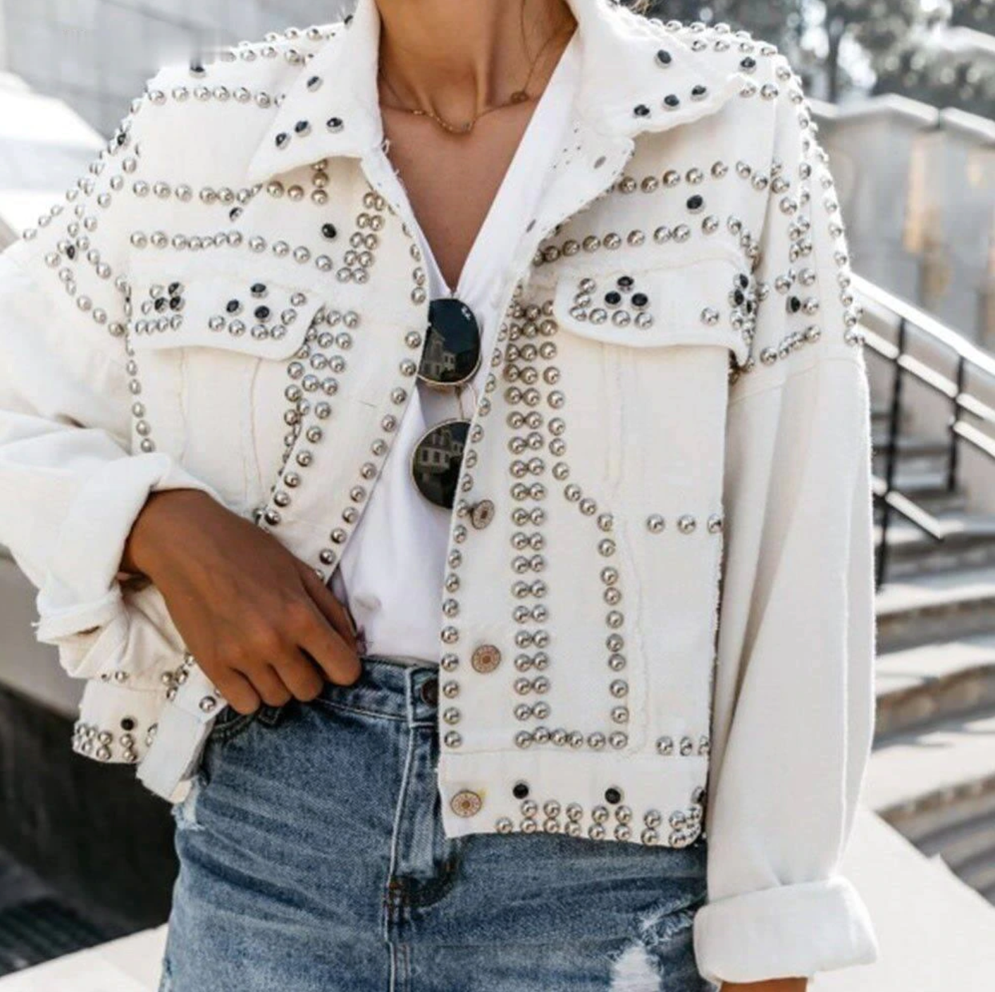 Davellia | Women’s Studded Short Cropped Casual Jacket