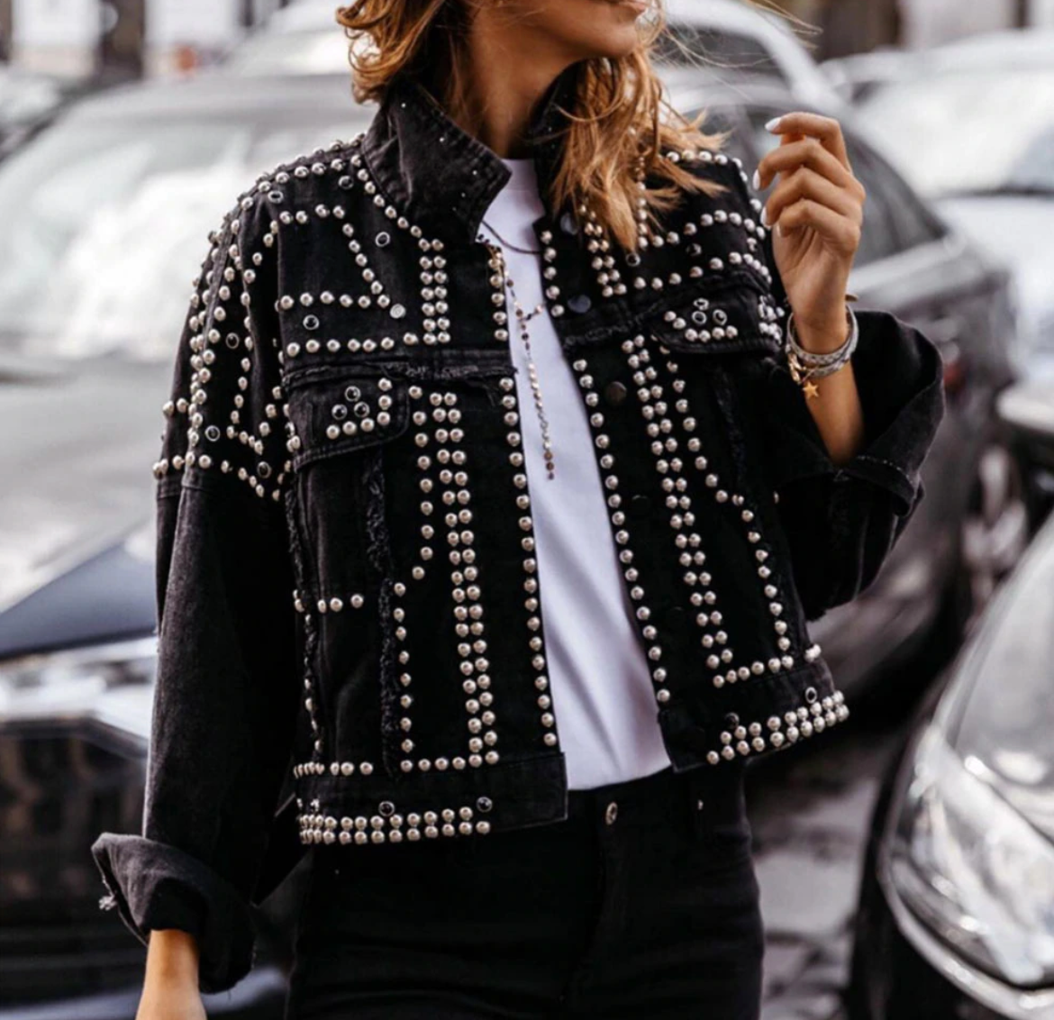 Davellia | Women’s Studded Short Cropped Casual Jacket